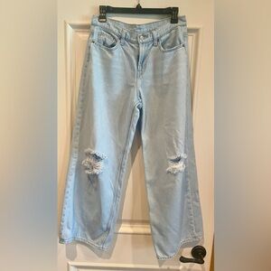 Old Navy Distressed Cropped Wide Leg Baggy Jeans